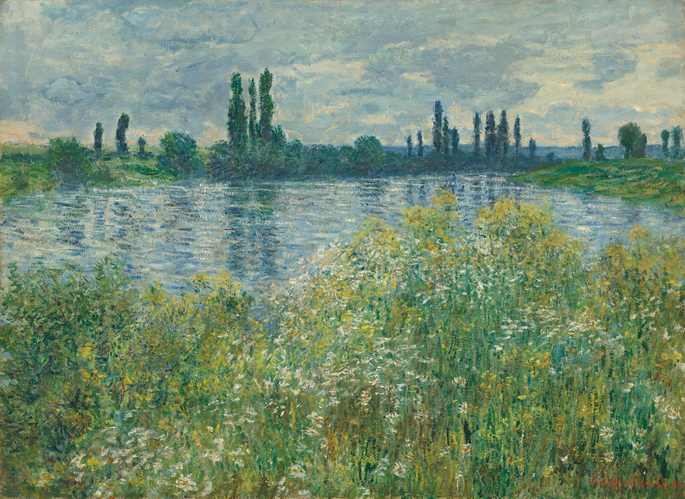 Claude Monet painting of the Seine banks at Vetheuil
